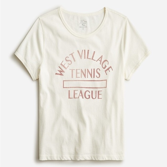 NWT J. CREW Broken In Jersey West Side Tennis League Cropped Tee sz XXS - Picture 1 of 9